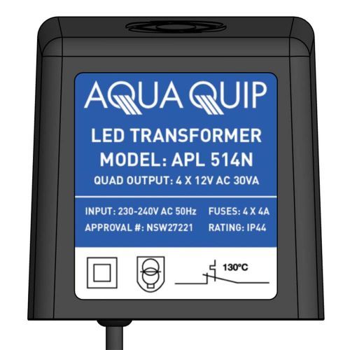 Plug-In 12V x 30VA (4 Outputs) Transformer for LED Pool Lights by Aqua-Quip